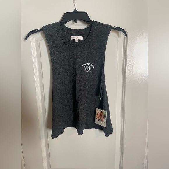 NWT Spiritual Gangster Wild and Free Mermaid Vibes Crop Tank Sz L Grey Yoga - Picture 3 of 7
